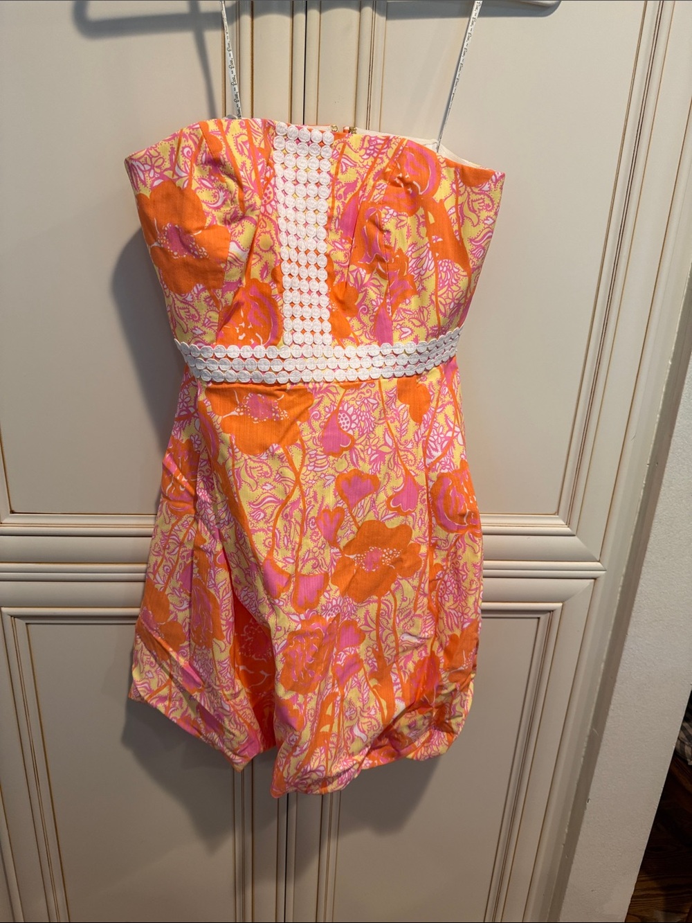 Lilly Pulitzer Strapless Mini Dress in Orange and Pink Floral